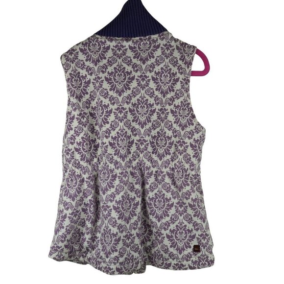 Tea Collection Purple & White Sleeveless Patterned Vest With Ribbed Collar Sz 7 - Picture 4 of 5